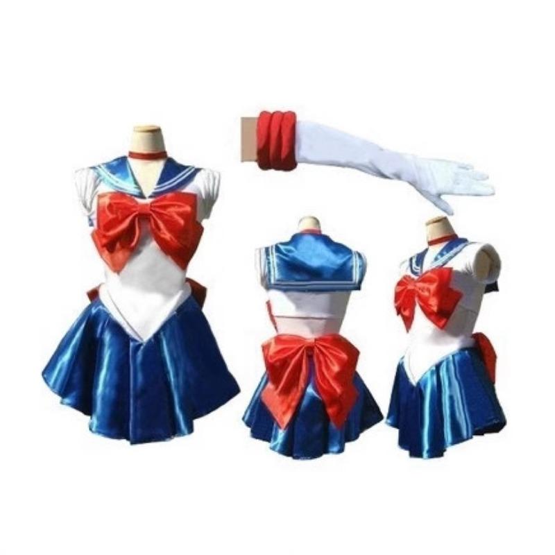 Halloween Anime Kostüm Erwachsener Sailor Moon Cosplay Kostüm Kleid Set Spieluniform XL blau