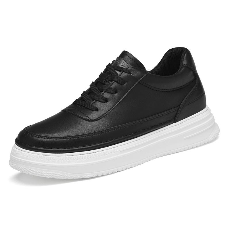Mode für Männer Leder 6/8CM unsichtbare innere Höhe zunehmende Schuhe Outdoor-Mode für mit dicken Sohlen atmungsaktive Männer Schuhe formale Schuhe 36 schwarz