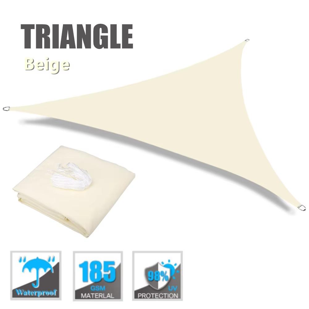 7M/5M/3M/2M Großes dreieckiges wasserdichtes Sonnensegel Überdachung für Außenbereich Garten Terrasse Markise Zelte Pool Sonnenschutz Tuch 5Mx5Mx7M beige