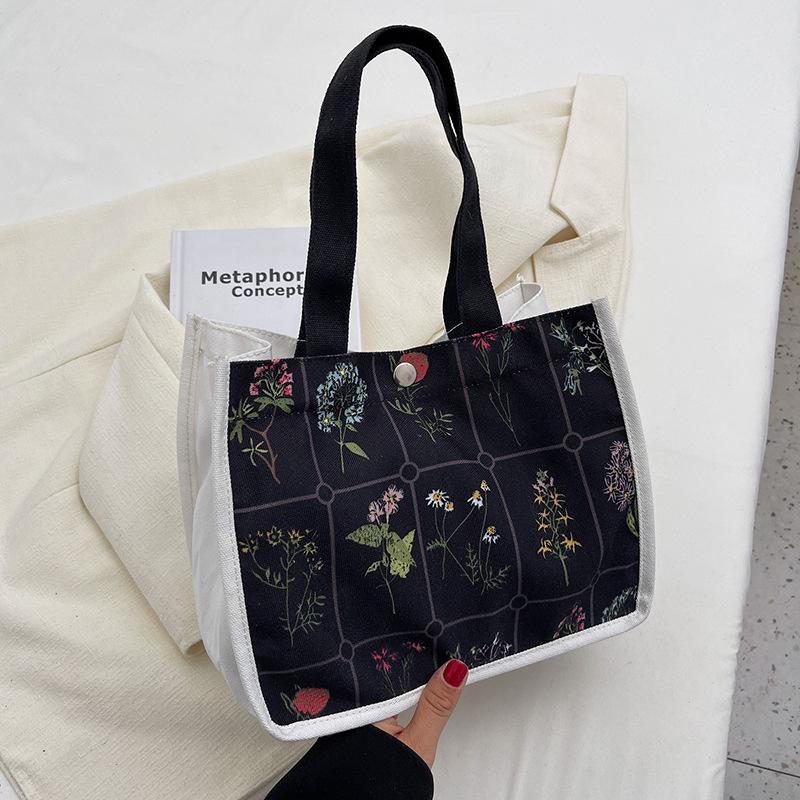 Handtasche Koreanische Version von Vielseitigen Canvas-Einkaufstaschen für Damen Ins Work Handtaschen Büroangestellte Lunchbox-Taschen gray