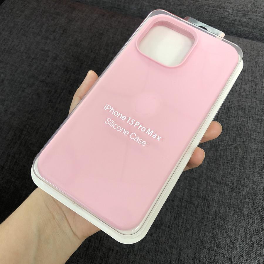 Ins Chic Flüssigsilikon Vollständig abgedeckte weiche Gel-Gummi-Telefonhülle Schutzhülle für iPhone 16 15 14 Pro Max 14Plus 15Plus XR XS Max 11 12 13 Pro Max iPhone 15 Pro Max rosa