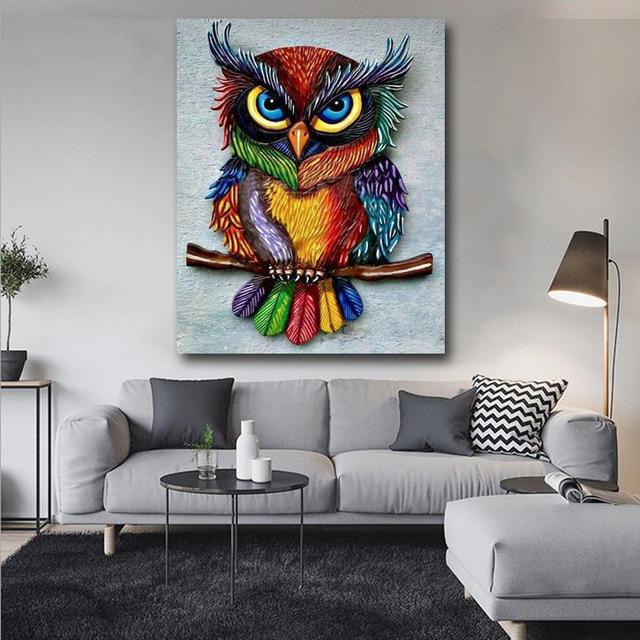 5D-Diamantgemälde zum Selbermachen, Kreuzstich, vollfarbig, Eule, Tier, Geschenk, Diamant-Stickerei, Diamant 20X30