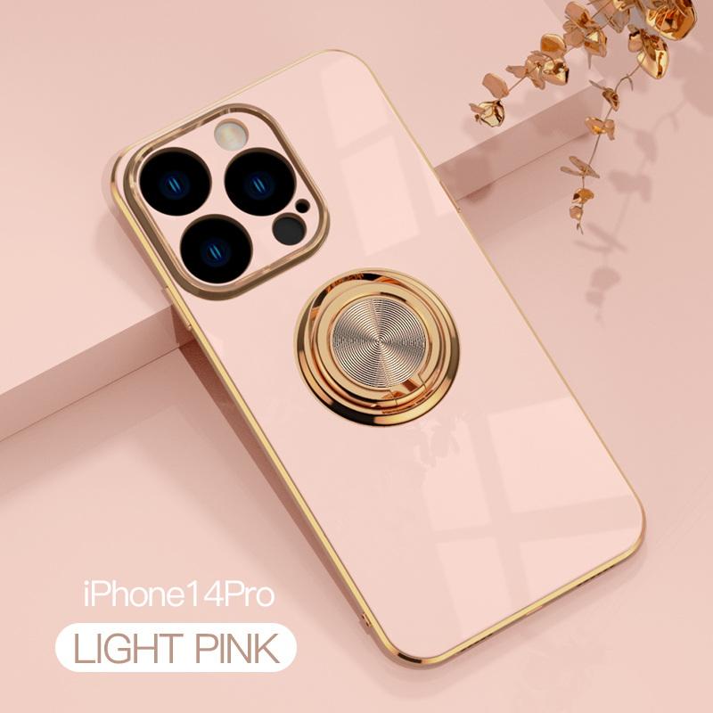 Luxuriöse Metall-TPU-Ringhülle für iPhone Soft Cover für iPhone 16 15 14 Pro Max 13 12 Pro MAX 11 Pro MAX X XR XS 8 7 Plus iPhone 16 Pro Max beige