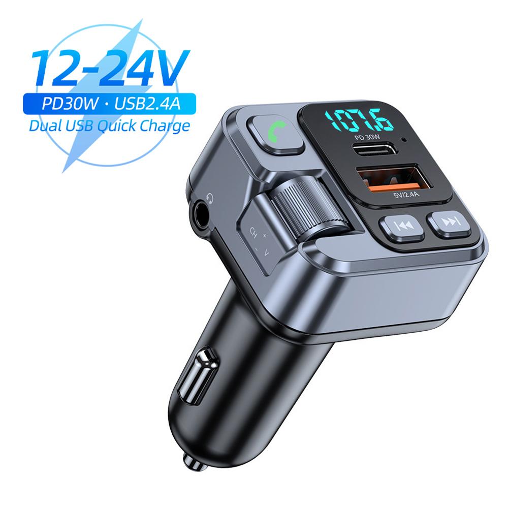 Bluetooth 5.1 FM-Transmitter fürs Auto, PD30W QC3.0, Schnelllade-Autoladegerät, Bluetooth-Adapter, Freisprecheinrichtung, kabelloses Car Kit, MP3-Player für alle Telefone