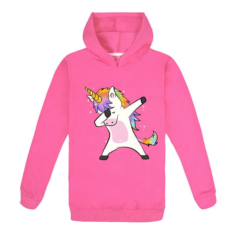 Niedliche Einhorn-Hoodies für Kinder, lässige Pullover, Kinderkleidung, langärmelige Hoodies für Kinder, Tops, Sweatshirts 160 persische rosa