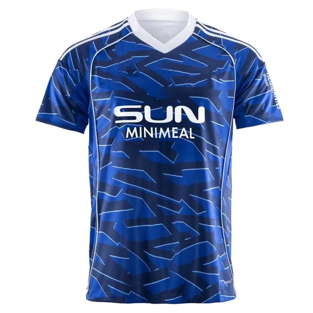 25-26 Herren Schalke 04 Heim Fußball T-Shirt Jugend Sportbekleidung Oversized Training Fußball Uniform Atmungsaktiv Unisex Trikot Kinder T-Shirt L