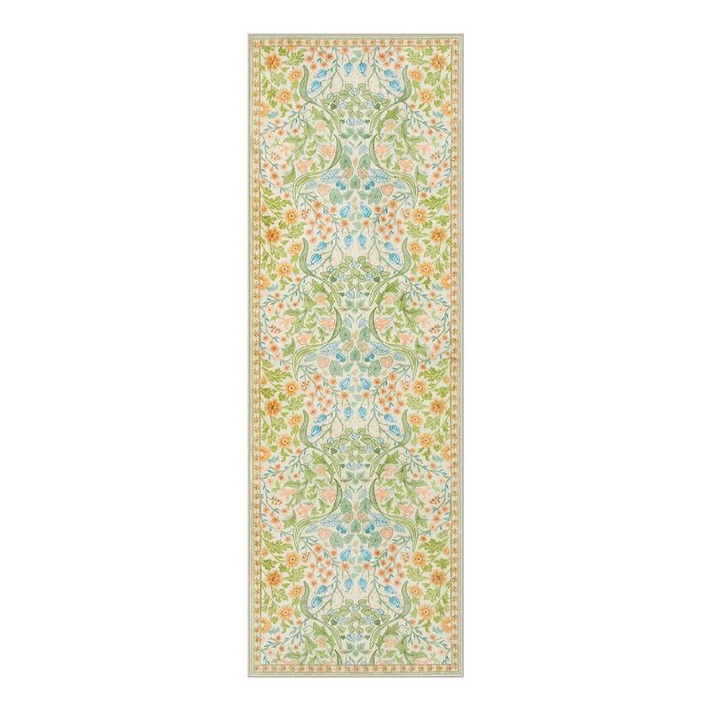 Flur Teppichläufer Teppich Flur Lange Teppiche Maschinenwaschbar Rutschfeste Fußmatte Nachttischmatte Frühling Floral Heimdeko Teppiche 60x180cm