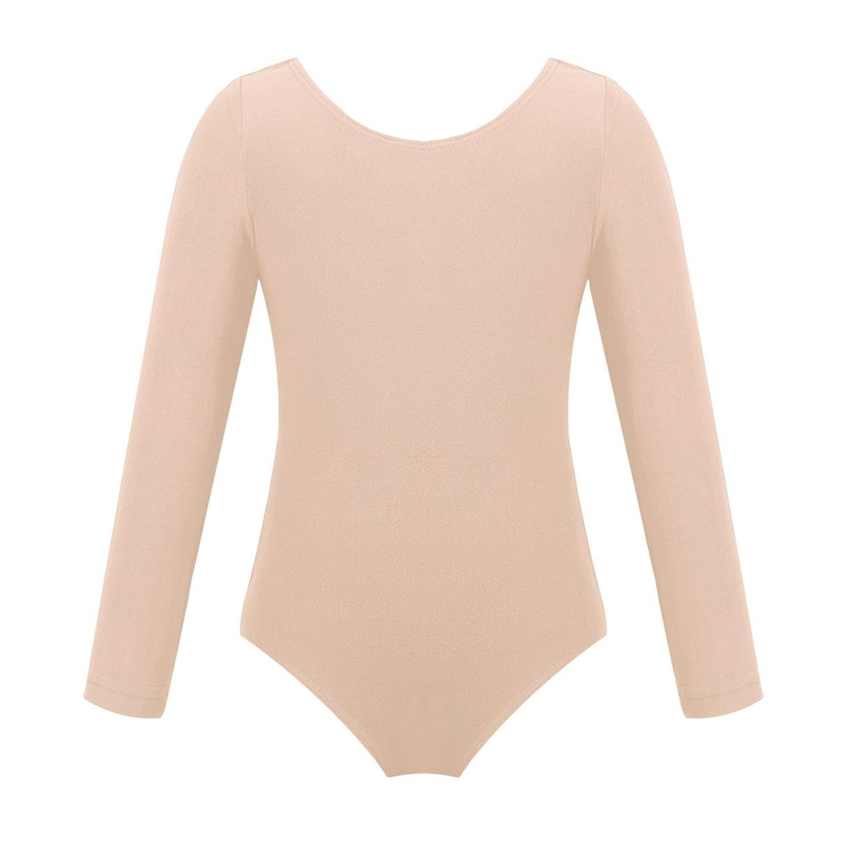 Kinder Mädchen Langarm Trikot Gymnastik Ballett Trikot Overall Tanz Kostüme 7-8 Years apricot