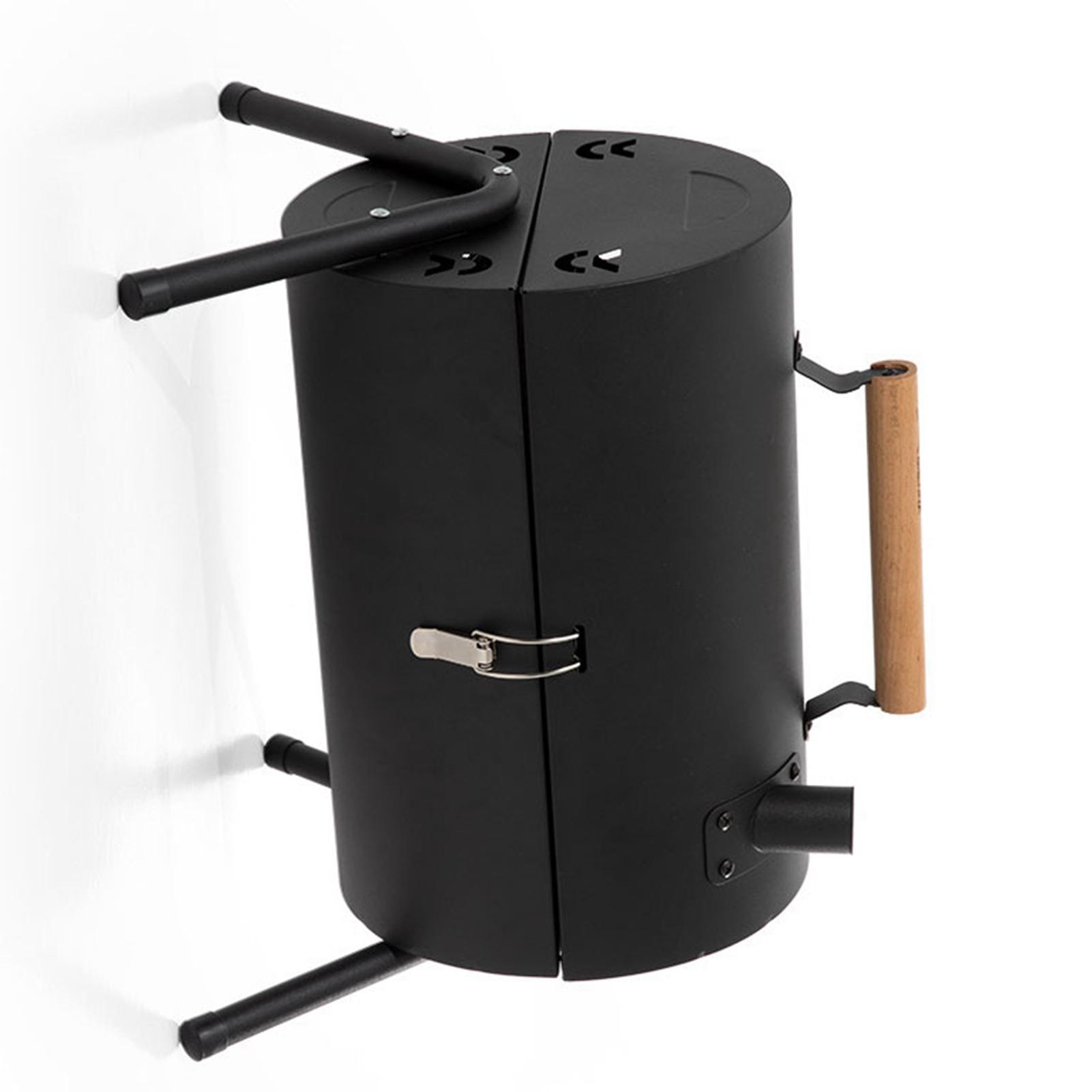 Tragbarer Holzkohlegrill, Outdoor-BBQ-Grill, Haushalts-Innenheizungskamin für Camping schwarz