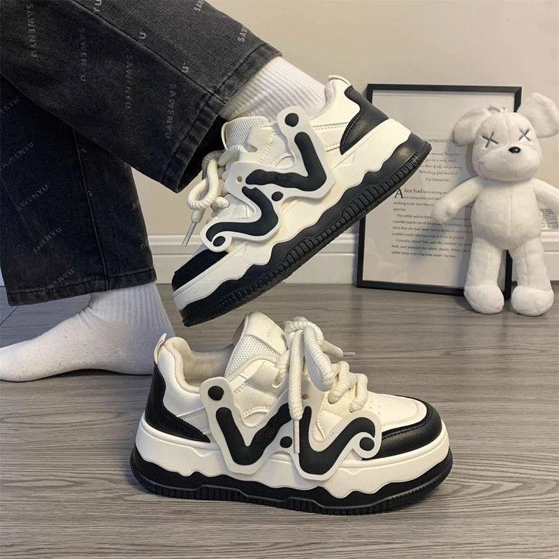 Damen Plateau Schuhe Herbst Neues Design Sinn Weiße Schuhe Damen All-Match Nische Dad Schuhe 40 schwarz