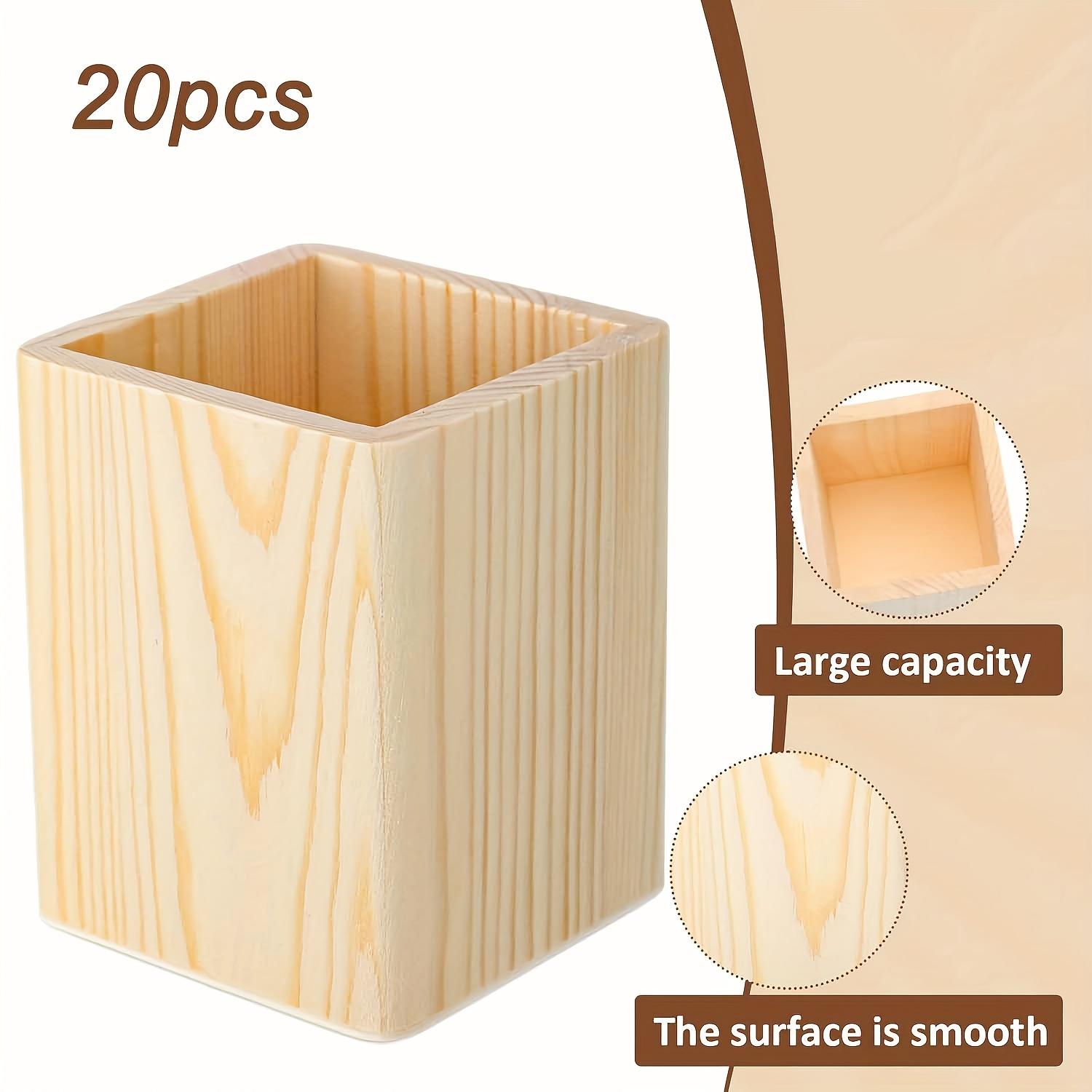 20pcs Small Wooden Crates - Wood Pen & Pencil Holder for DIY Crafts, Wooden Pencil Box for Crafts Projects wooden box