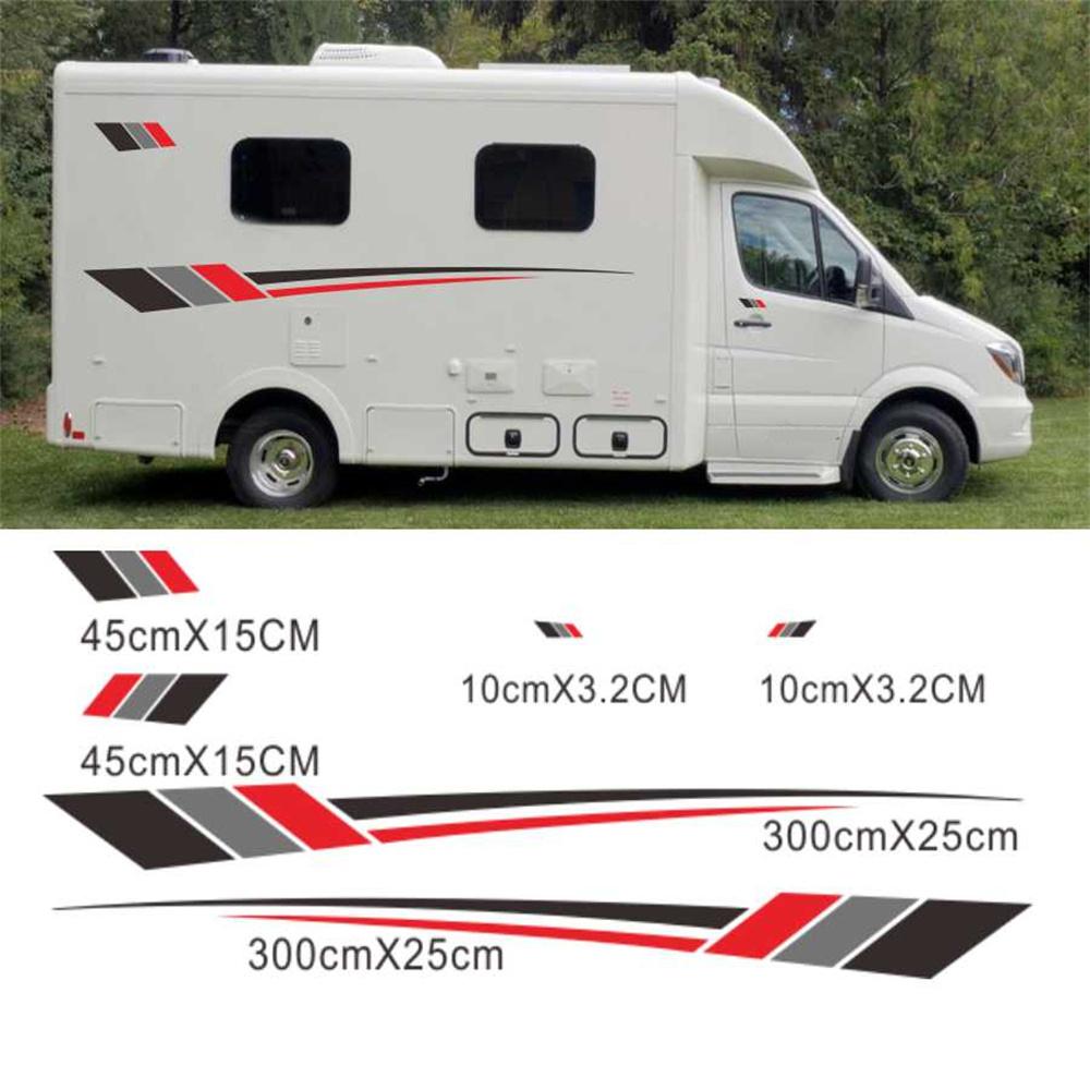 Streifen Grafiken (Zweiseitig) Vinyl-Grafik-Kit Aufkleber Autoaufkleber für Caravan Wohnwagen Camper Van