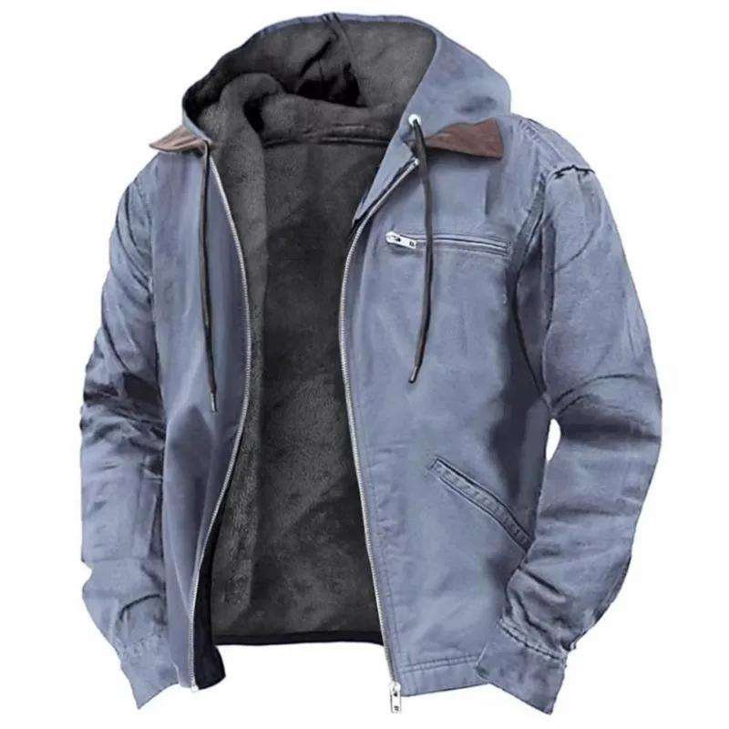 Frühling Herbst Herrenjacke Mode Lässig Kapuze Reißverschluss Mantel Retro Streetwear Leicht Vielseitige Oberbekleidung L navy blau