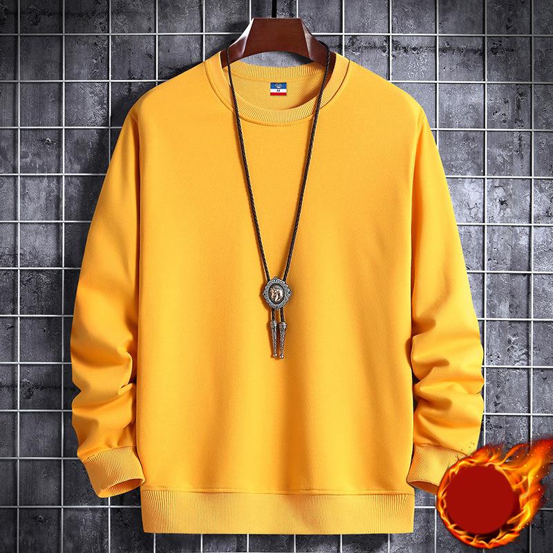 Warme Frühling Herbst Mode Schwarz Herren Einfarbig Rundhals Pullover Langarm Locker Geschnitten Weiß Blau Lässiger Pullover Druck Verdickendes Sweatshirt Gelb XXL arylide gelbe