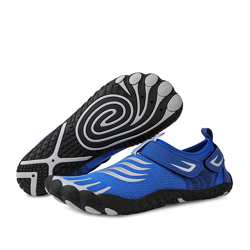 Unisex Barfuß Wasserschuhe Männer Fünf Finger Aqua Schuhe Frauen Drainage Strand Sport Schwimmen Sandalen Schnell Trocknend Tauchen Wandern Waten Turnschuhe Fitness Schuhe 44 blau