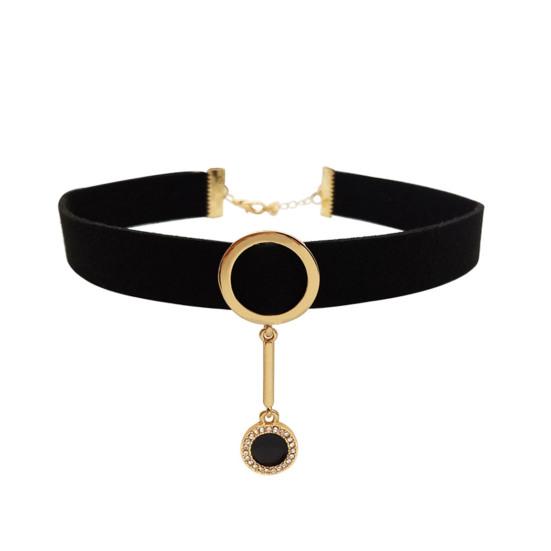 Frauen-Halsband, breites Band, verstellbar, Legierung, Strass-Anhänger, dunkler Stil, Kragen, Halsdekoration, Club, Party, Halskette, Sexspielzeug, Frauenschmuck schwarz