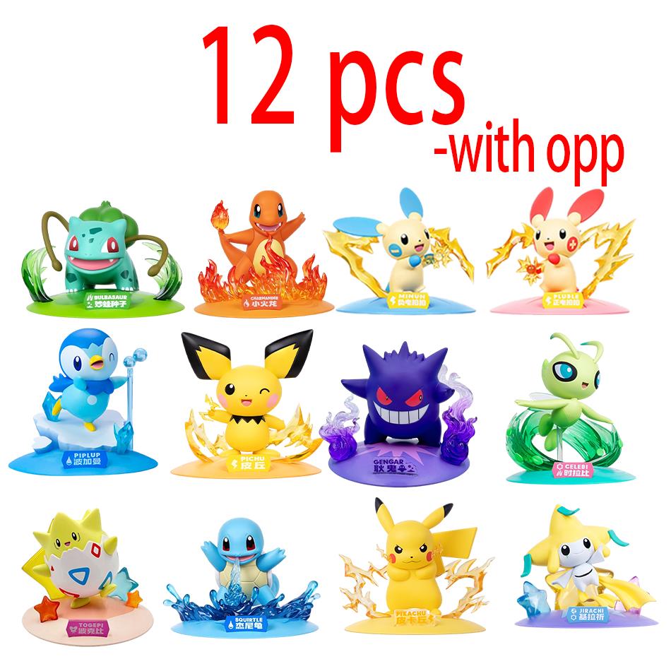 12 Pokémon Action-Figuren Pikachu Blind Box Anime-Modelle Schreibtisch-Dekorationen Pokémon Spielzeug Kindergeburtstag Langlebige Geschenke blue