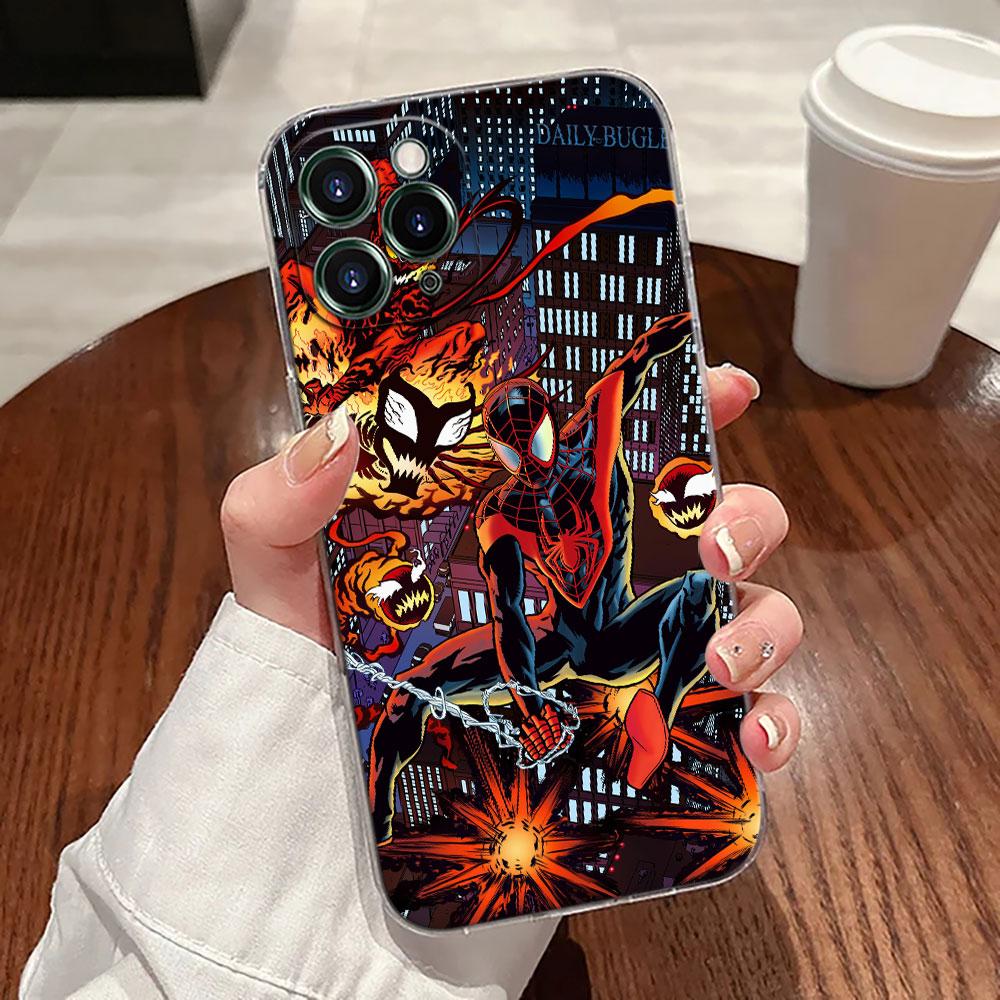 Marvel Spiderman Transparente Handyhülle Für iPhone 17 Pro Max 17E 11 12 13 14 15 16 Pro Max 15 Plus 17 Air 16E 7 XS Weiche Hülle iPhone17 Pro Max