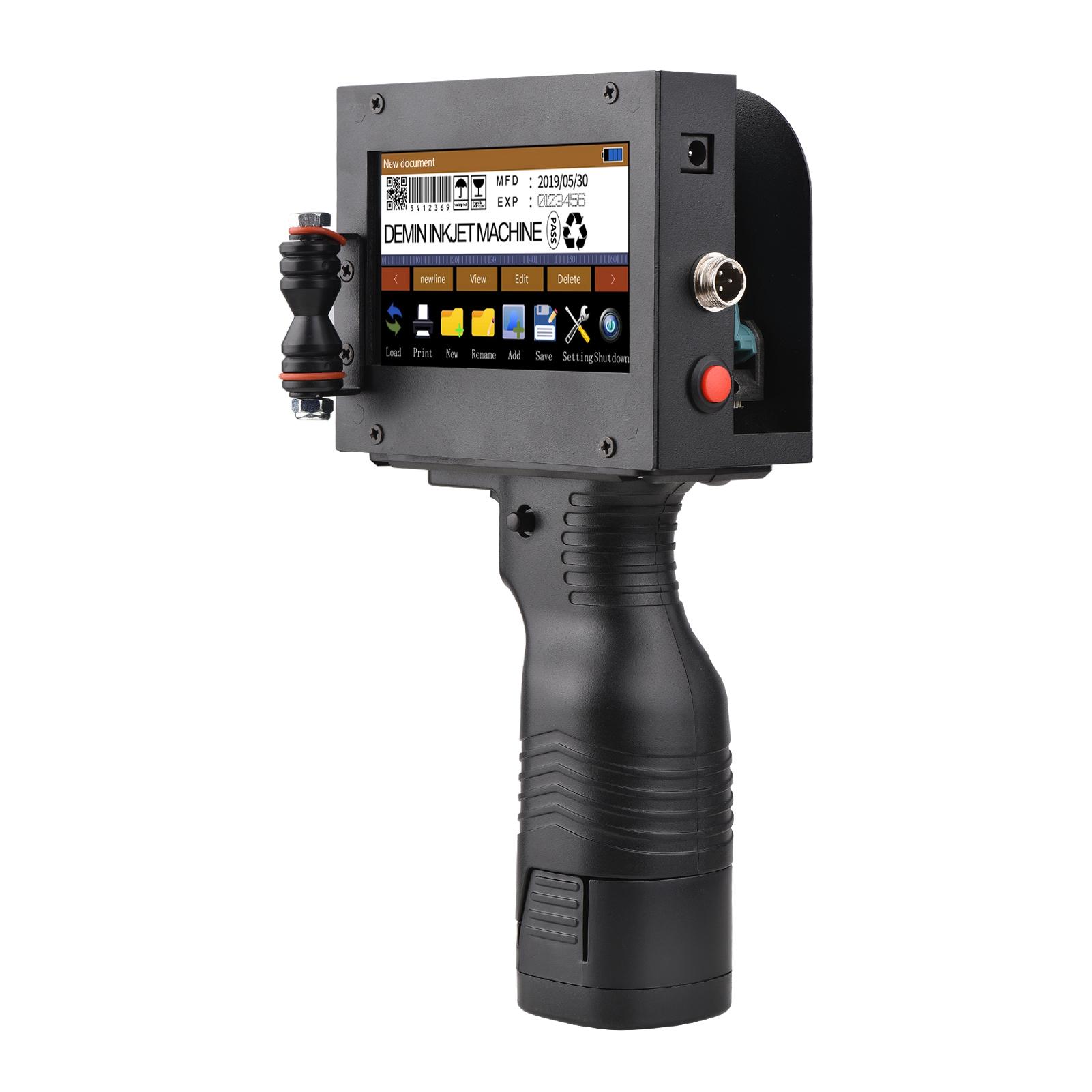 Handdrucker, tragbarer Tintenstrahldrucker, Tintenstrahlcodedrucker mit 4,3-Zoll-LED UK Plug schwarz