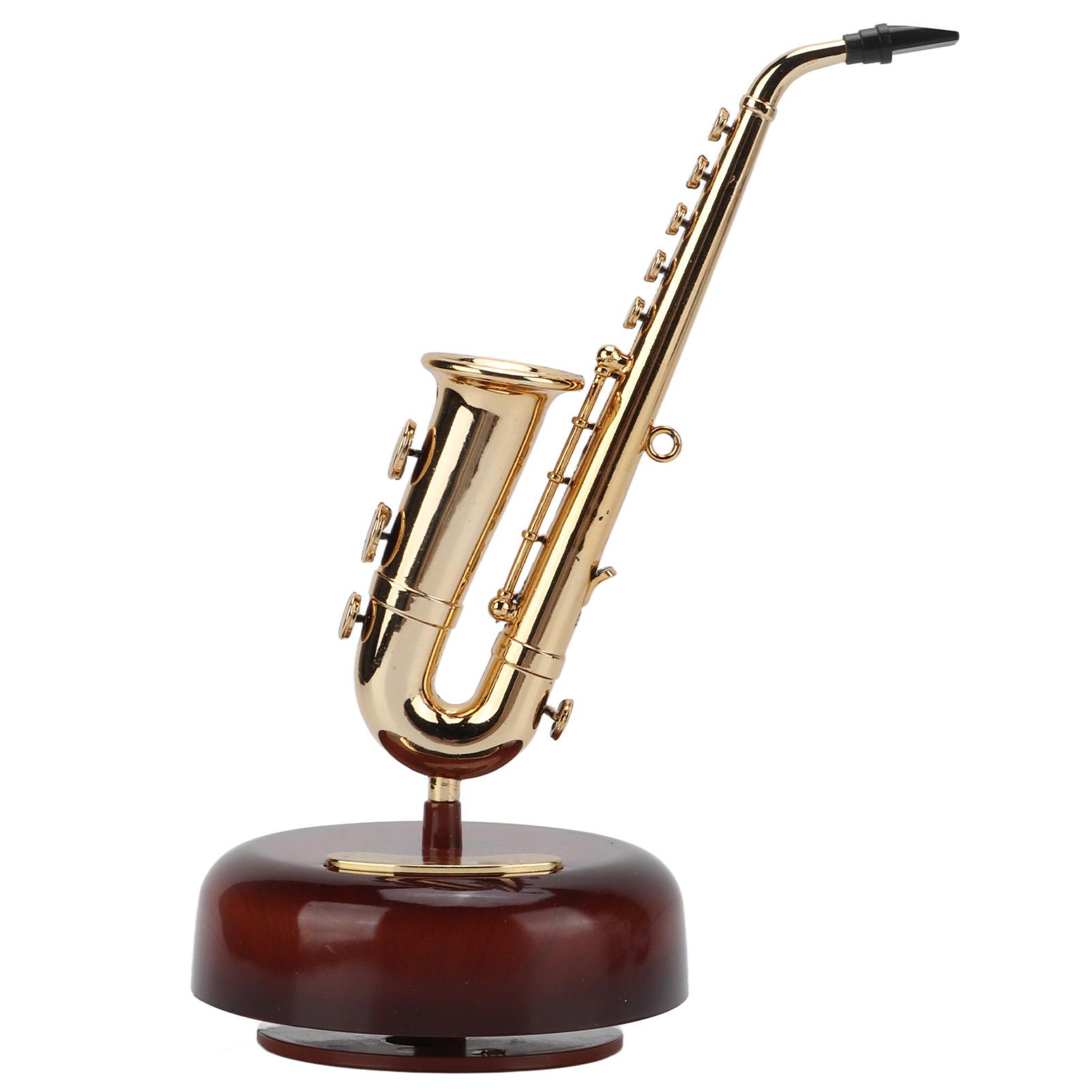 Saxophon Spieluhr Mini Saxophon Modell Drehende Spieluhr für Heimdekoration Geburtstagsgeschenk