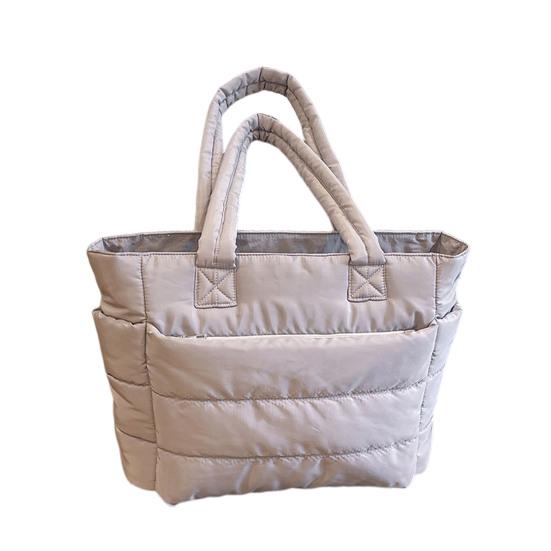 Gepolsterte Tragetasche Handtasche mit großem Fassungsvermögen Leichte Schultertasche Pendler-Tragetasche für Damen Arbeit Date Party Shopping grau