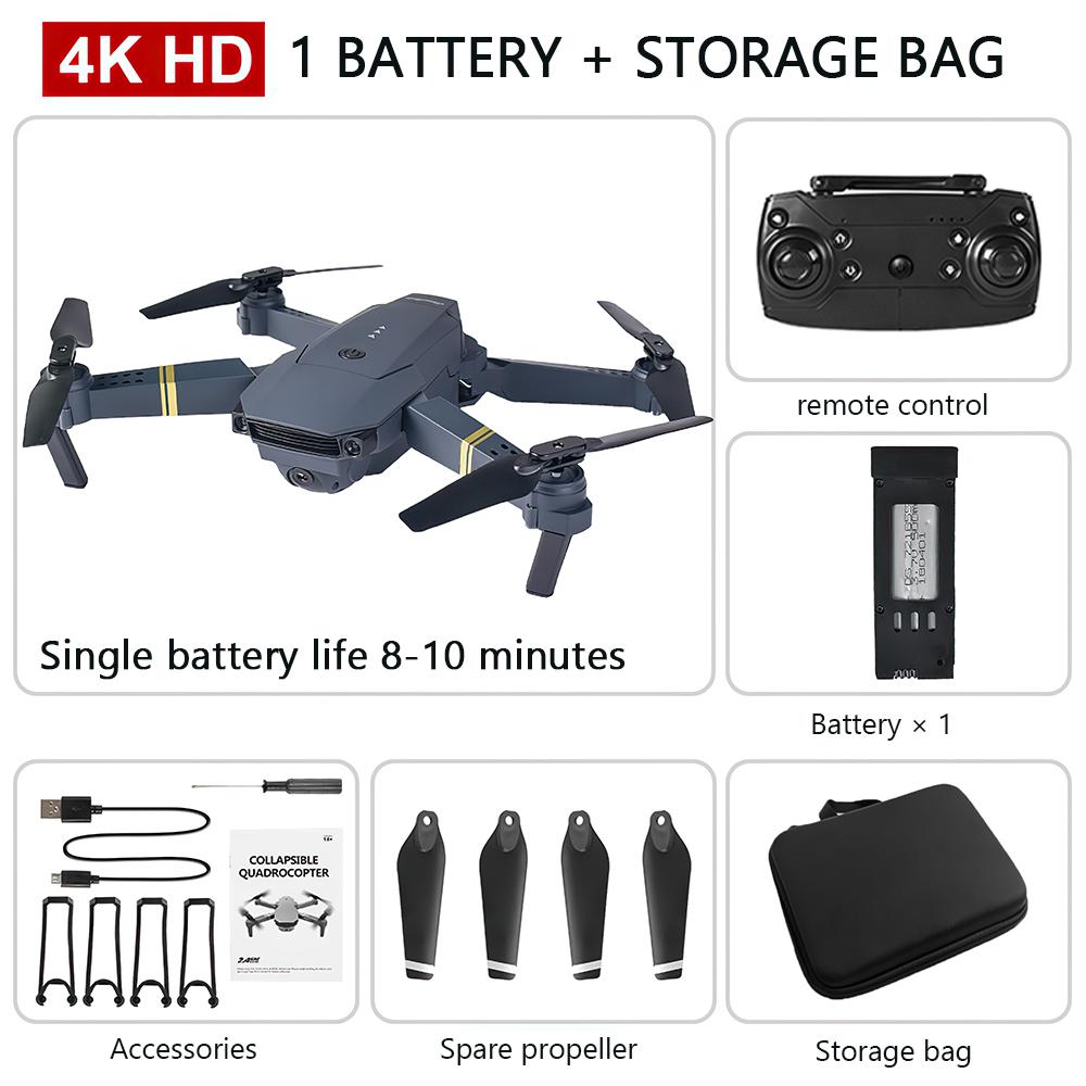 2024 neue Faltbare E58 RC Drohne Professionelle 4K Single/Dual Kamera Wifi Weitwinkel Kamera Luft Quadcopter Lange batterie Lebensdauer RC Spielzeug single camera 1 battery schwarz