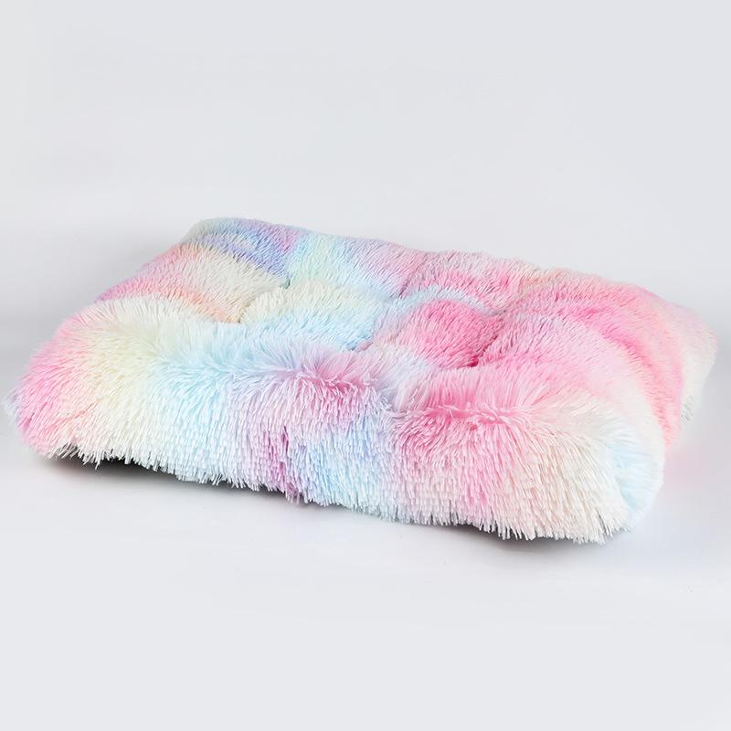 Hunde- und Katzenmatte Haustiermatte Herbst- und Winterwärme und verdickt Kleine und mittelgroße Hunde Golden Retriever Hundezubehör Große Hundehütte Katzenhöhle Tie-Dye Colorful Powder white