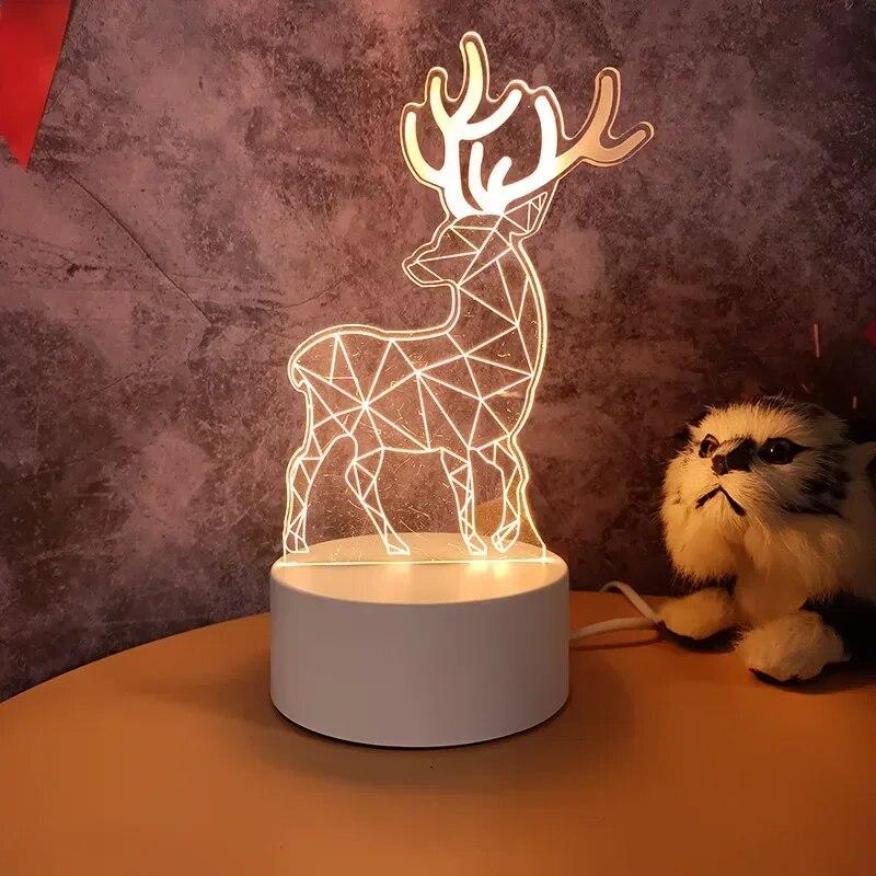 3D-Lampe, Acryl-LED-Nachtlichter, Bär, Dinosaurier, Kind, Nachtlicht, LED für Schlafzimmer, Dekoration, Weihnachtsdekoration, Hochzeit, Party, Gastgeschenke USB Warm Light hellblaue