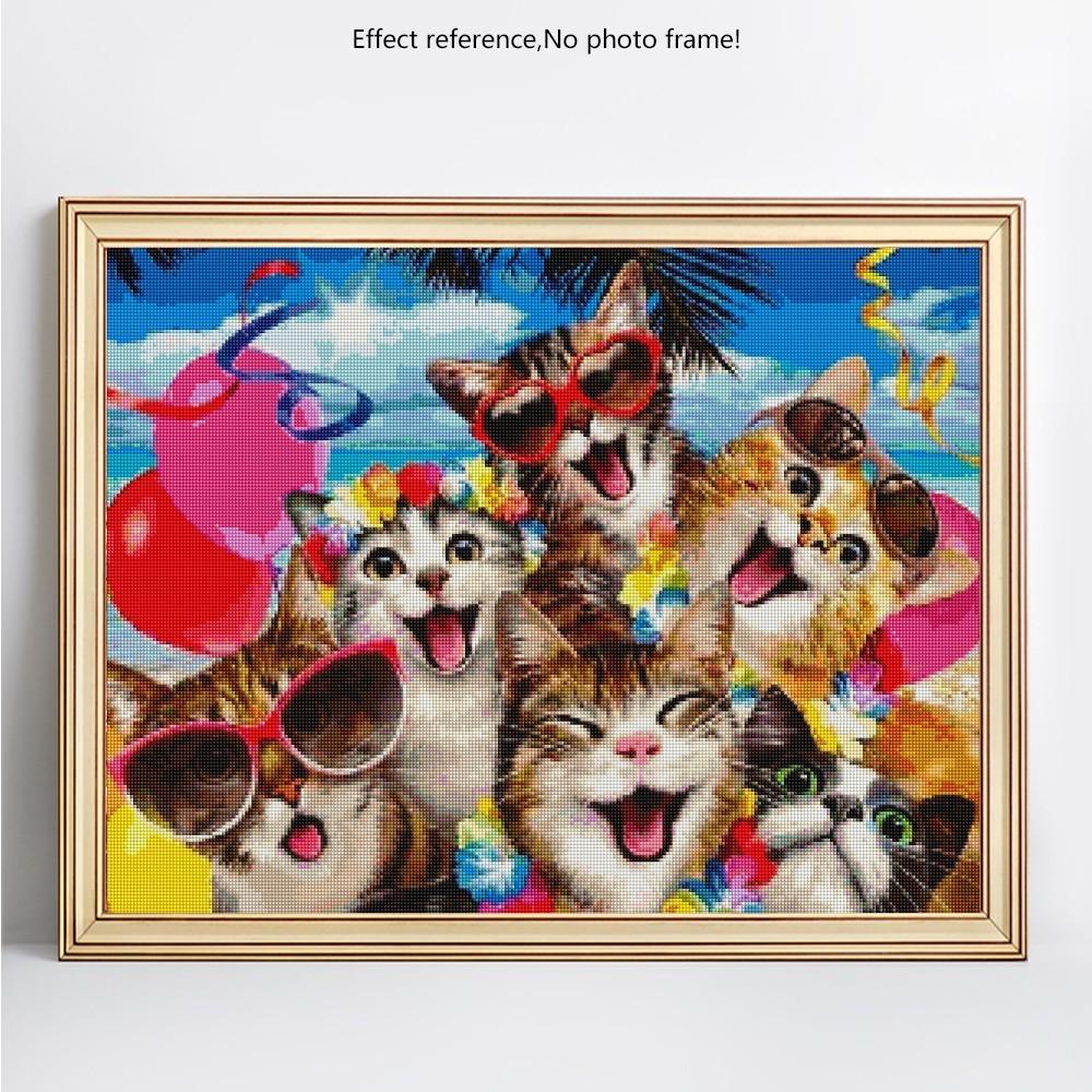 Diamant Gemälde Katze Diamant Stickerei Verkauf Tier Voll Rund Strass Bild 5d DIY Diamant 20X30