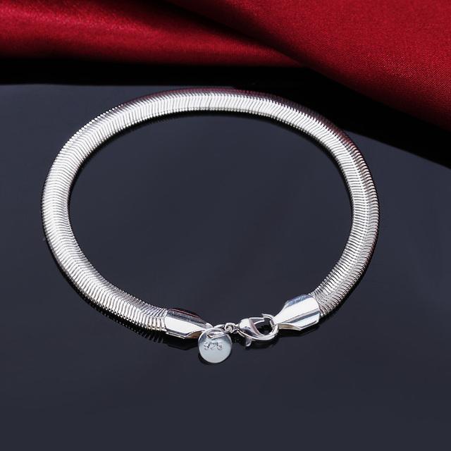 925 Sterling Silber Quadratisches Massives Kettenarmband für Damen Herren Charm Party Geschenk Hochzeit Modeschmuck rosa