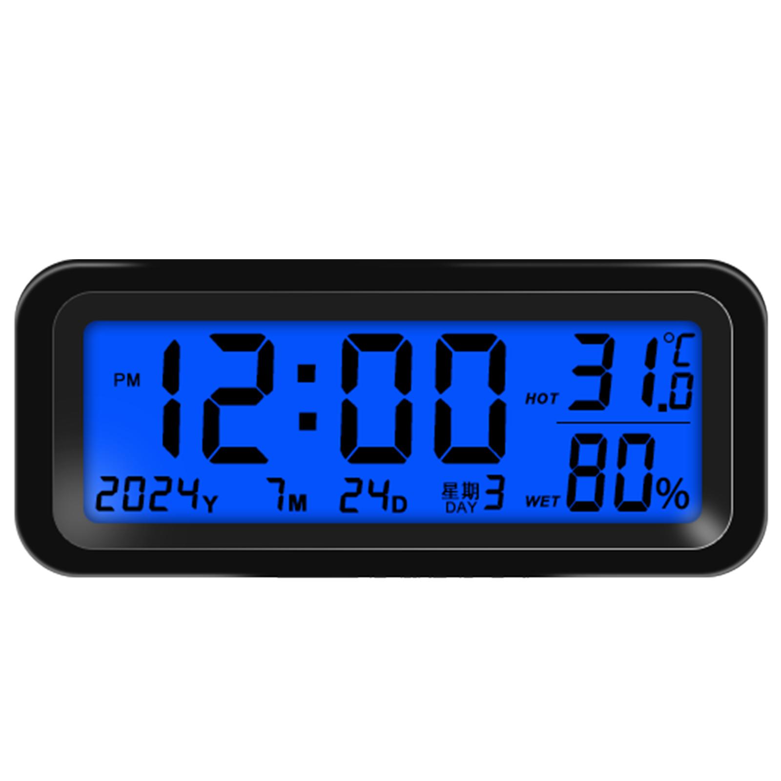 Kleine digitale Auto-Armaturenbrett-Uhr Solarbetrieben & Wiederaufladbar Klare LCD-Zeitanzeige Uhr Zum Aufkleben Auto-Uhr A grün/blau