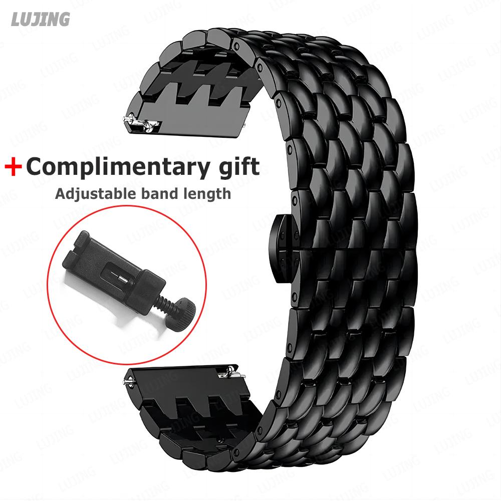 20 22 mm Edelstahlarmband für Huawei Watch 4 Pro GT2/2e3Pro 46 mm für Samsung Galaxy Watch4 40 44 mm 5 45 mm Gear S3 Metallarmband Galaxy Watch 6 47 Band Watch Active2 40mm schwarz