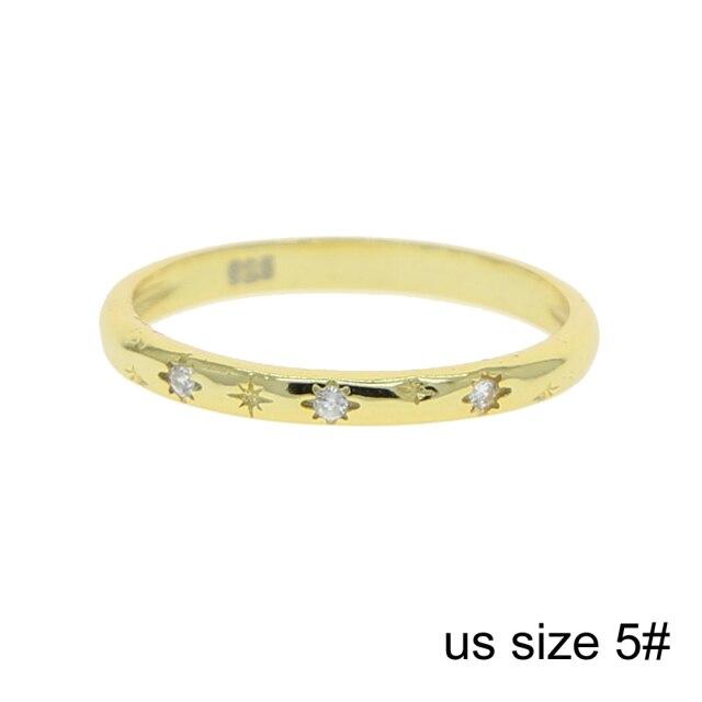 Hochwertiger Bling 100 % 925 Sterling Silber Zarter Fingerschmuck Micro Pave Cz Tiny Star Frauen Hochzeit Verlobungsringe beige