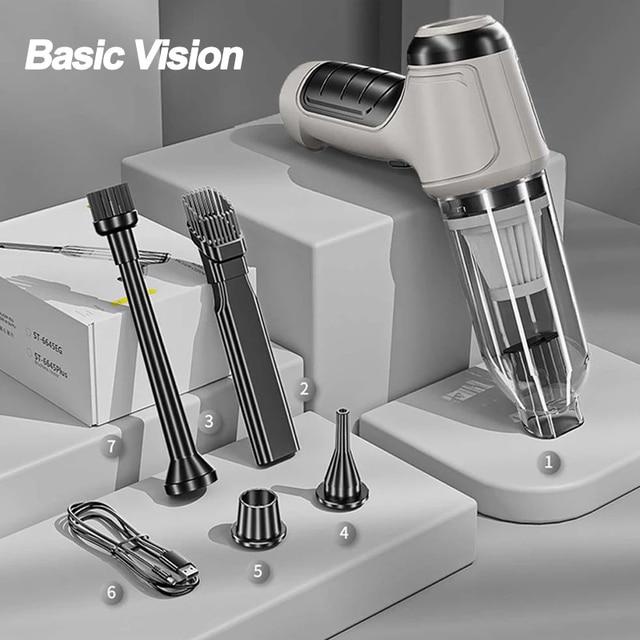 Neuer 95000Pa leistungsstarker deutscher originaler bürstenloser Motor kabelloser tragbarer Staubsauger für Auto und Zuhause, kabelloser Handstaubsauger für Autoteile weiß