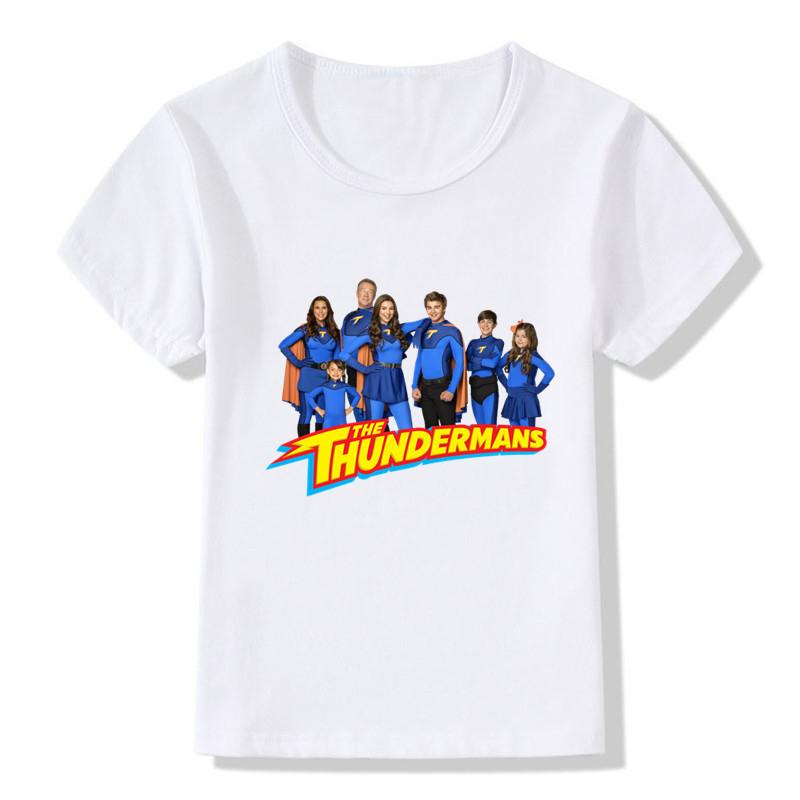 Neues Niedliches 'Donner Familie' TV-Serien Bedrucktes T-Shirt Sommer Kinderkleidung Mode Street Top 100 blue