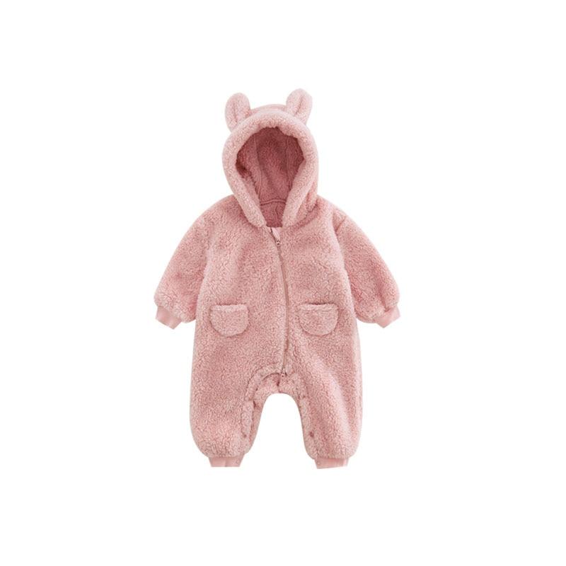 0-2Y Neugeborenen Baby Strampler Frühling Herbst Warme Fleece Baby Jungen Kostüm Baby Mädchen Kleidung Tier Insgesamt Baby Outwear Overalls 100cm beige