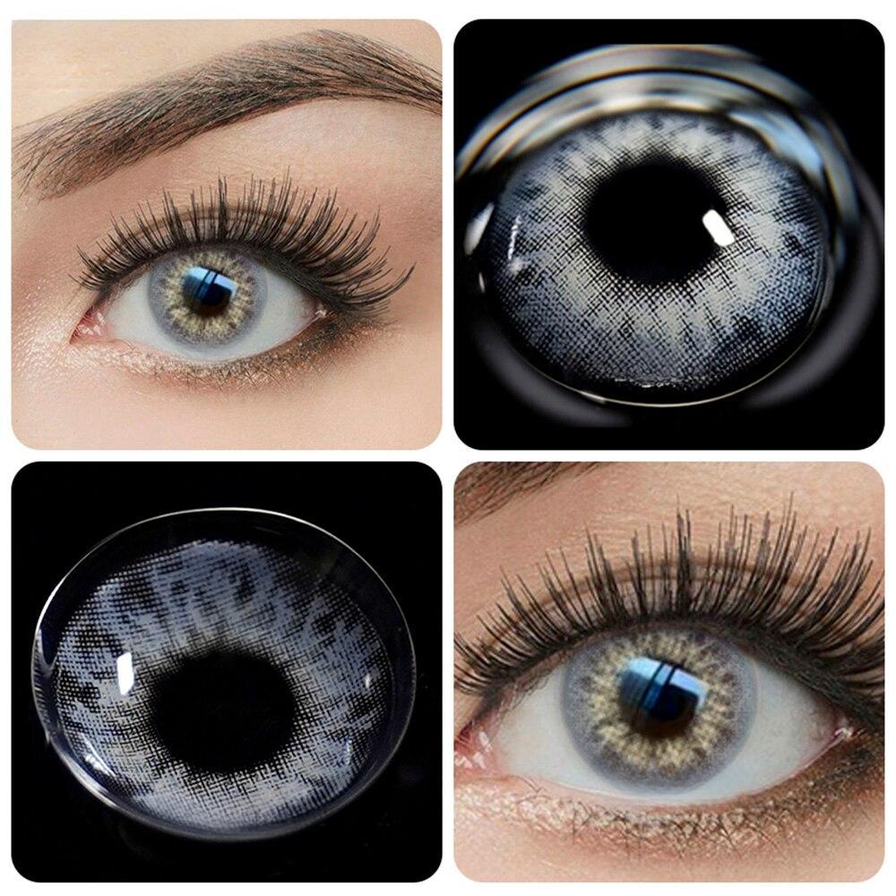 Farbige Myopie-Linsen MillCreek Natürliche Kontaktlinsen fürs Auge Augen-Make-up 2 Stück/Paar -1.00 silber