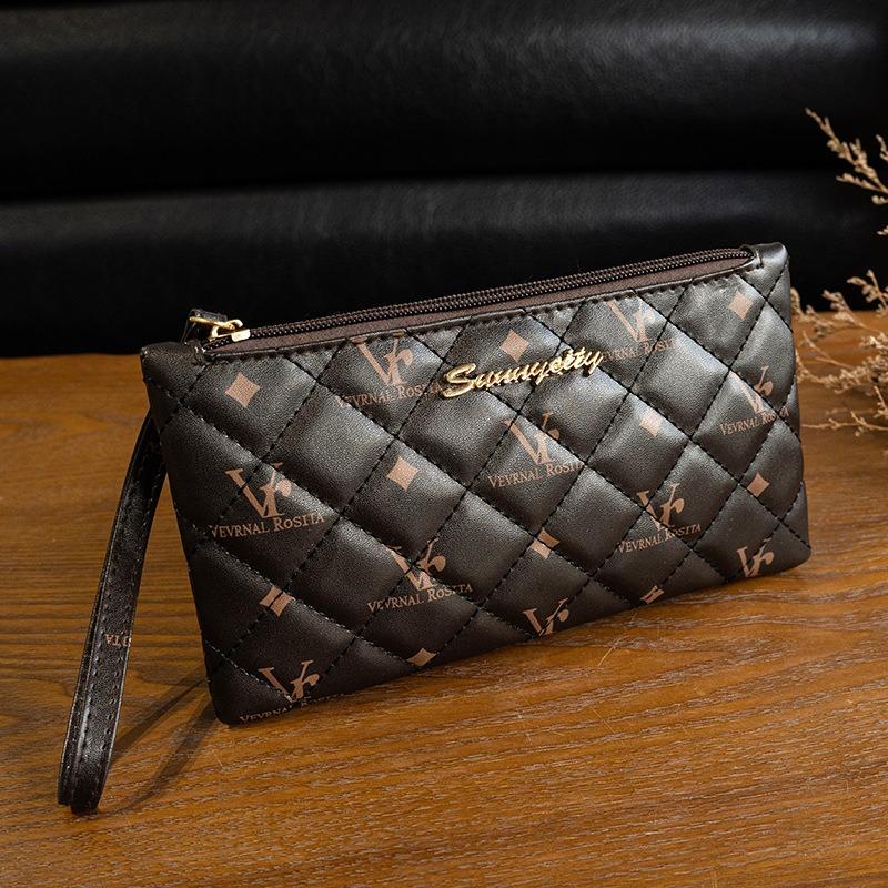 Damentasche Handytasche Mode Alles Bedruckte Münzbörse Advanced Sense Clutch Bag dunkelbraune