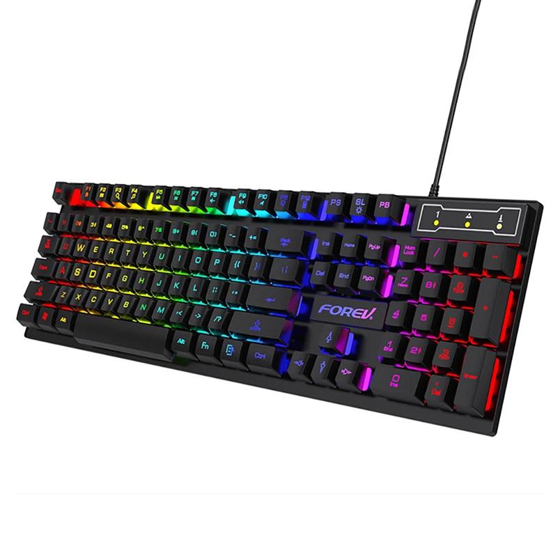 USB Kabelgebundene Tastatur RGB Farbe Gaming Tastatur Mechanisches Gefühl Tastatur 104 Tasten Standardtastatur für Windows Laptop Computer Only Keyboard