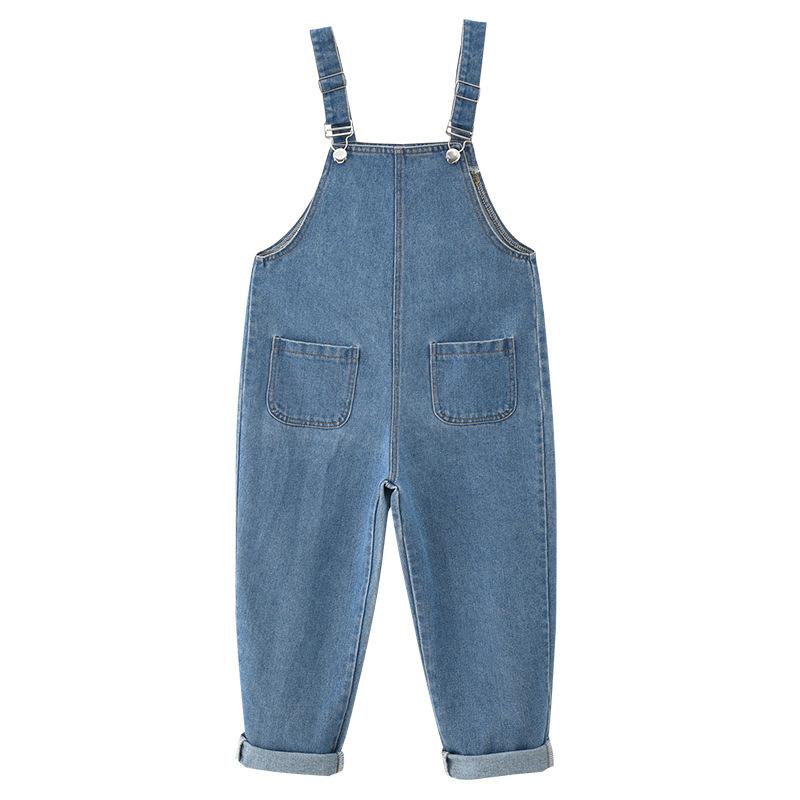 Sommer Kinderkleidung Frühling Herbst Overalls Große Kinder Latzhose Mädchen Jeans Latzhose 140 blau
