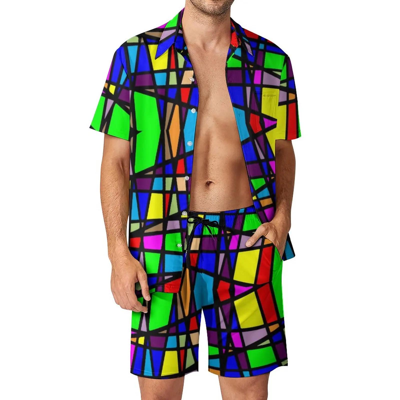 Regenbogen Hemd Sets 3D Gedruckt Herren Lässig Mode Kurzarm Hemden Übergroß Strandshorts Hawaiianische Streetwear Anzüge Kleidung 3XL