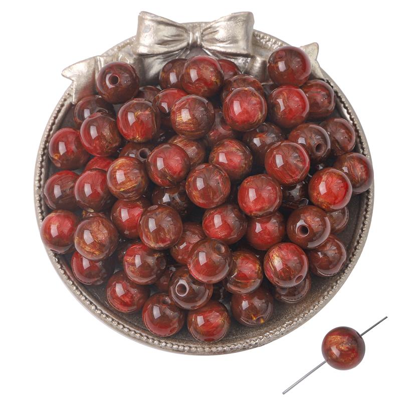 Harzperlen Streamer Sternenhimmel Halo gefärbte Perlen für DIY Halskette Armband Ohrringe Schmuckherstellung Bastelzubehör 12mm 10pcs rot