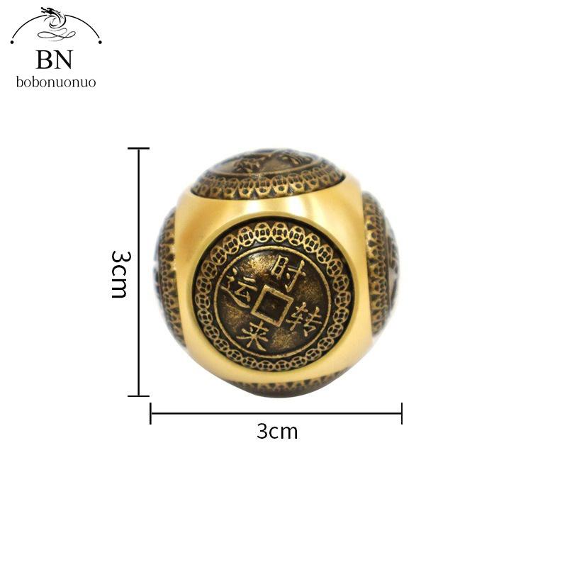 Sechsgesichtiger Fidget Spinner mit vier Segen, Glücksgeld, EDC-Kupfer-Stressabbau-Würfel, Dekompressionswürfel, Antistress-Zappelspielzeug für Erwachsene brown