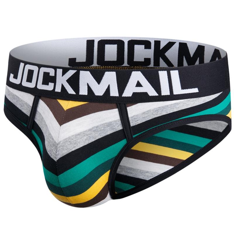 Slips JOCKMAIL Modischer Streifendruck Regenbogenfarbe Herrenunterwäsche Niedrige Taille Sport Atmungsaktive Shorts Alltags-Freizeit-Unterhosen XL schwarz