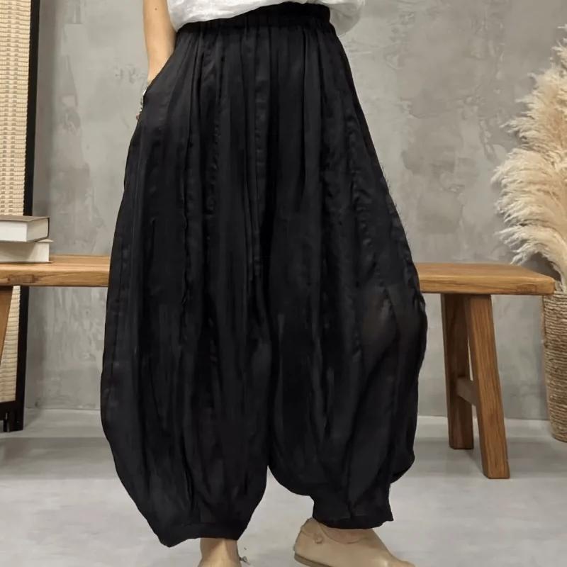 Sommer Herbst Baumwolle und Leinen Bloomers Hose Damen Lockere Hose Mode Damen Vintage Bedruckte Florale Bohemian Gerade Hose 2XL schwarz
