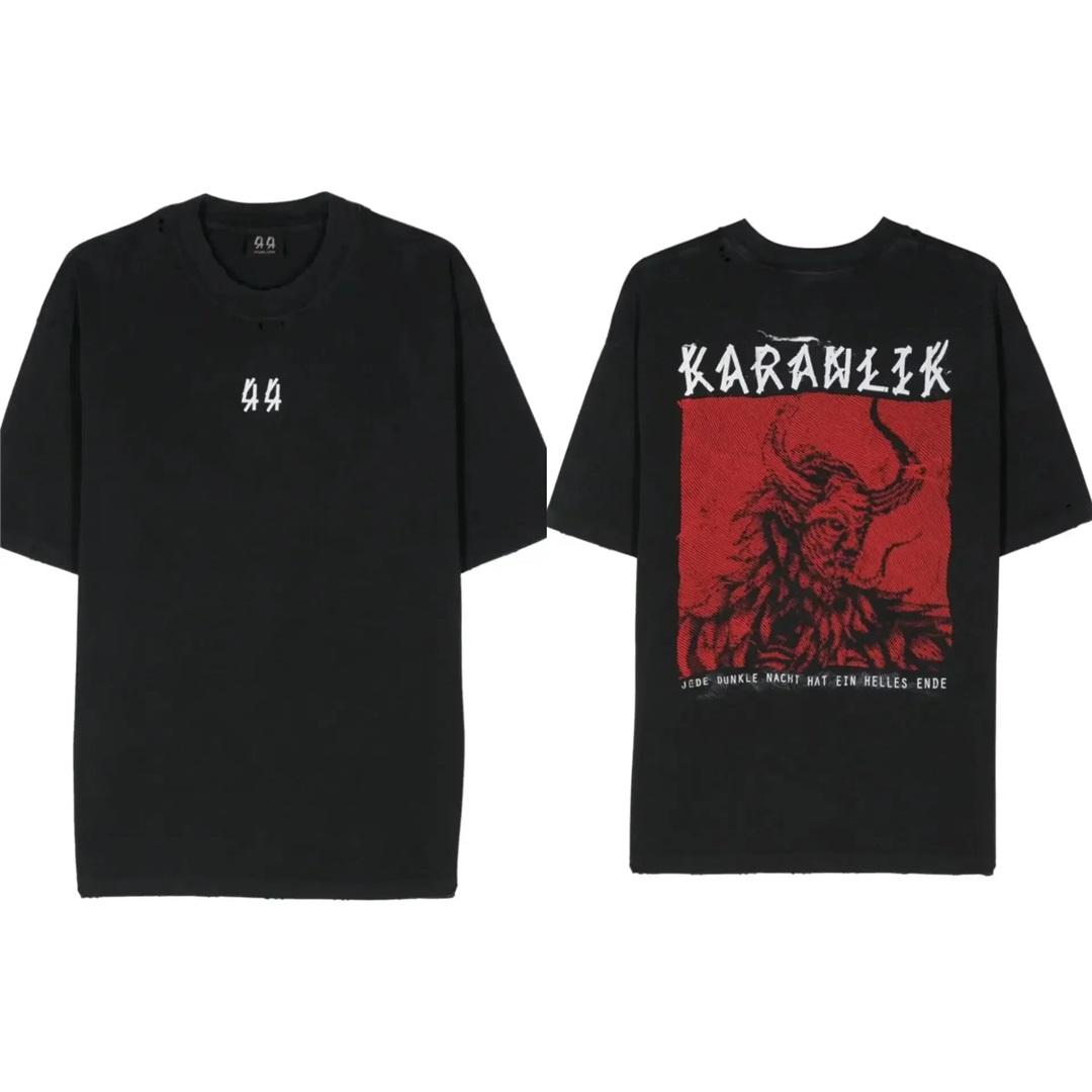 Europäische Modemarke 44 LABEL GROUP T-Shirt Herren Damen Oversized Y2k Unisex Kurze Ärmel Hohe Qualität Streetwear Harajuku Tees Damen Herren Kleidung S schwarz