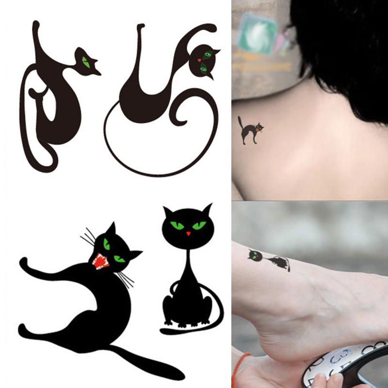 Lustige Halloween temporäre Tattoo-Aufkleber, schmerzlose Sofort-Tattoo-Kitty-Katze