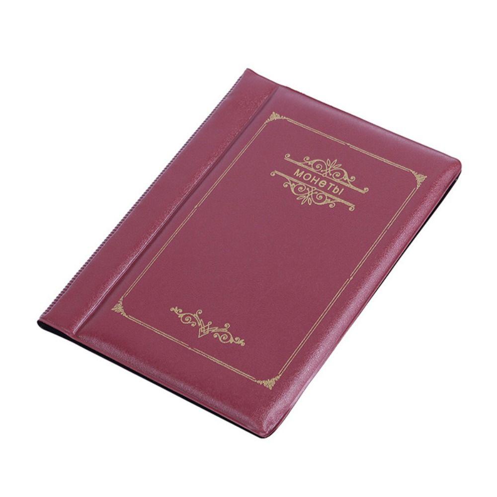 Geldbuch 120 Taschen Gedenkhalter Münzaufbewahrung Münzen Aufbewahrungsalbum Münzsammlungsbuch wein rot