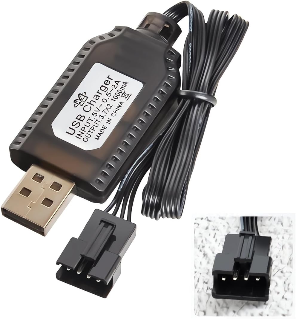 Universelles USB-Ladegerät für 7,4V 2S LiPo-Akkus – SM-4P-Stecker – Für RC-Auto/Drohne/Boot – Überladeschutz und Ladeanzeige schwarz