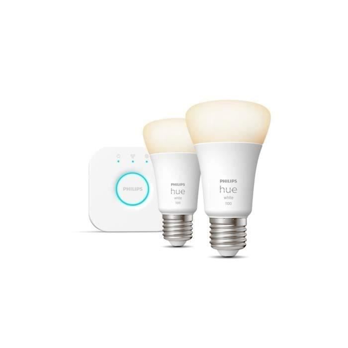 Philips Hue Smart Bulbs Starter Kit Smart Bulb Weiß 9,5 Watt E27 x2 + Philips Hue Bridge